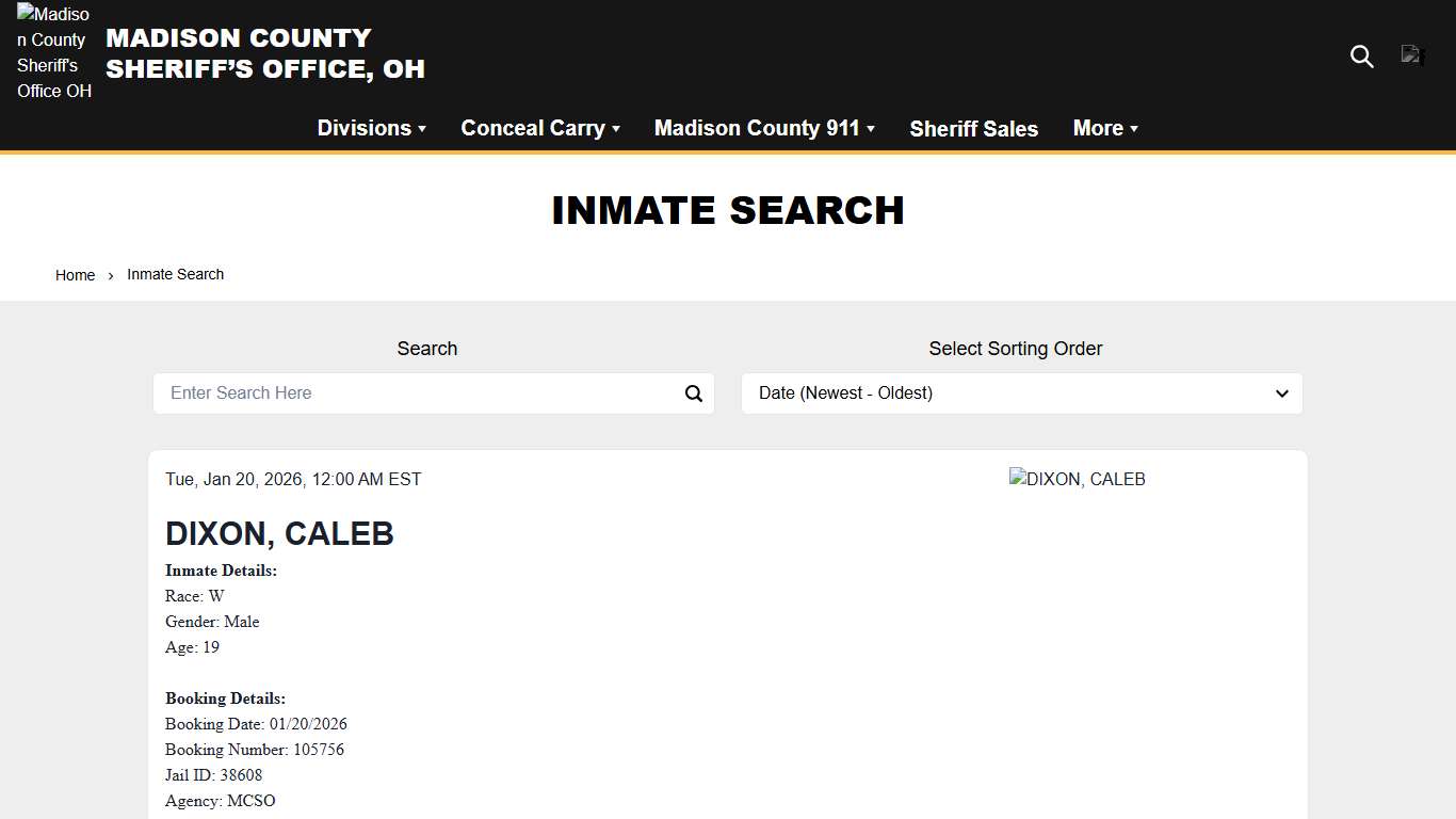 Inmate Search | Madison County Sheriff's Office OH